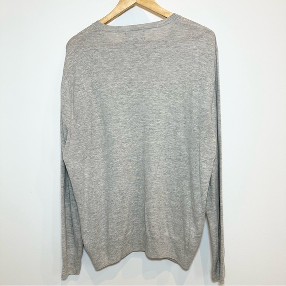 Men's Large Bonobos Henley Sweater  Grey Beige Heathered Preppy Casual Slim Top - Picture 5 of 9